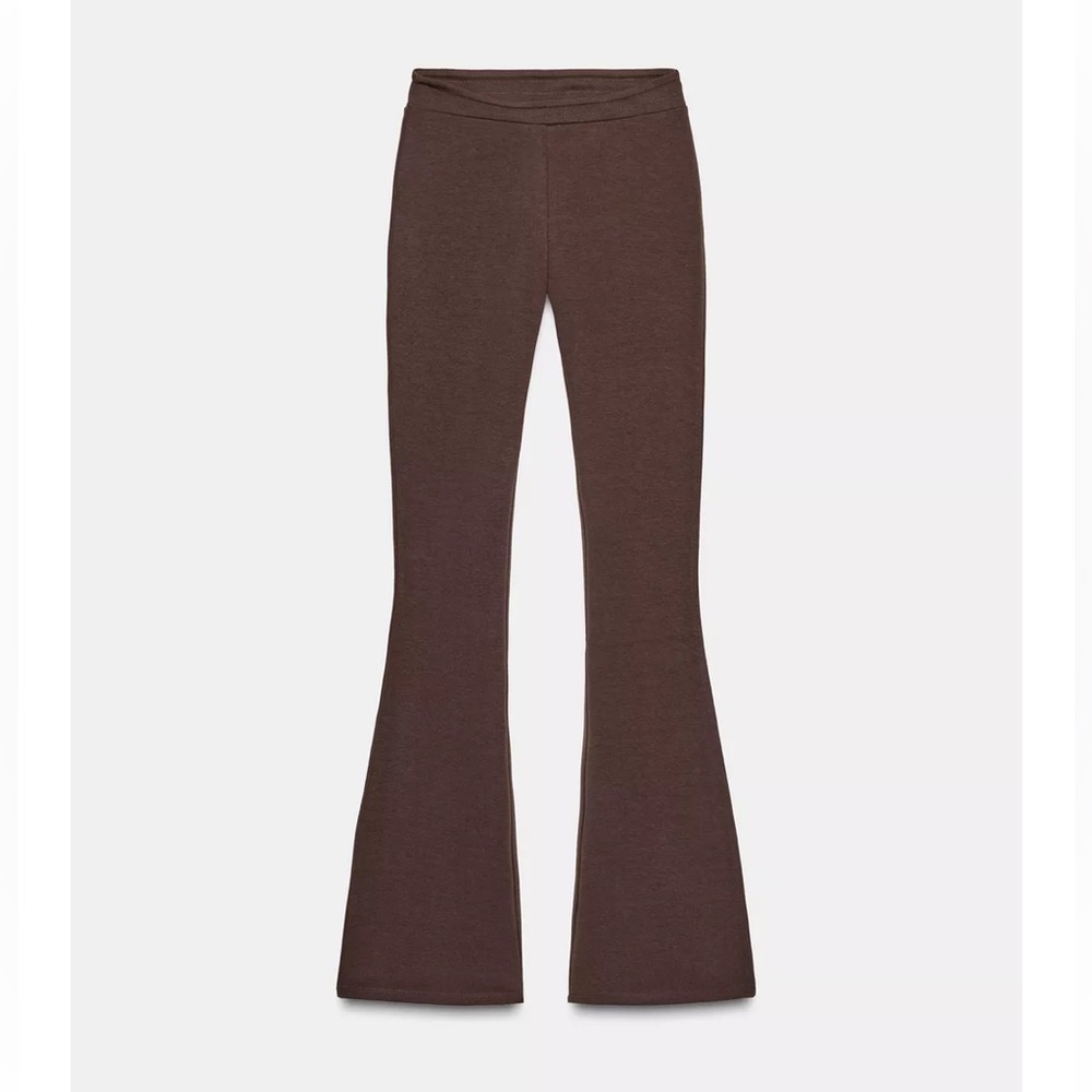 Zara NWT brown flare stretchy interlock pants